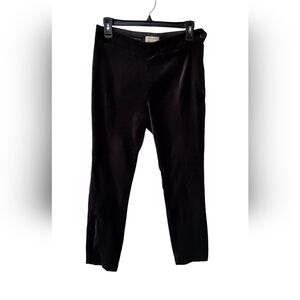 Anthropologie Essential Slim Stylish Black Velvet Velour Pants, 6